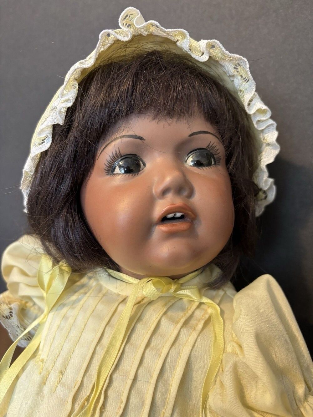 African American Baby Doll appears to be rare Porcelain Doll Movable limbs READ